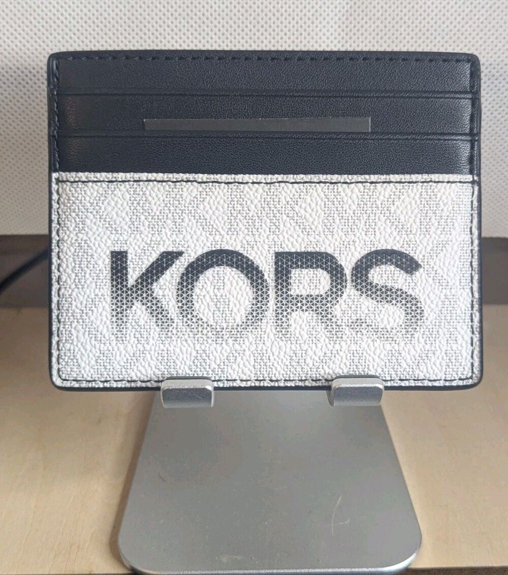 Michael Kors Cooper Leather Wallet Card Holder - Black, White